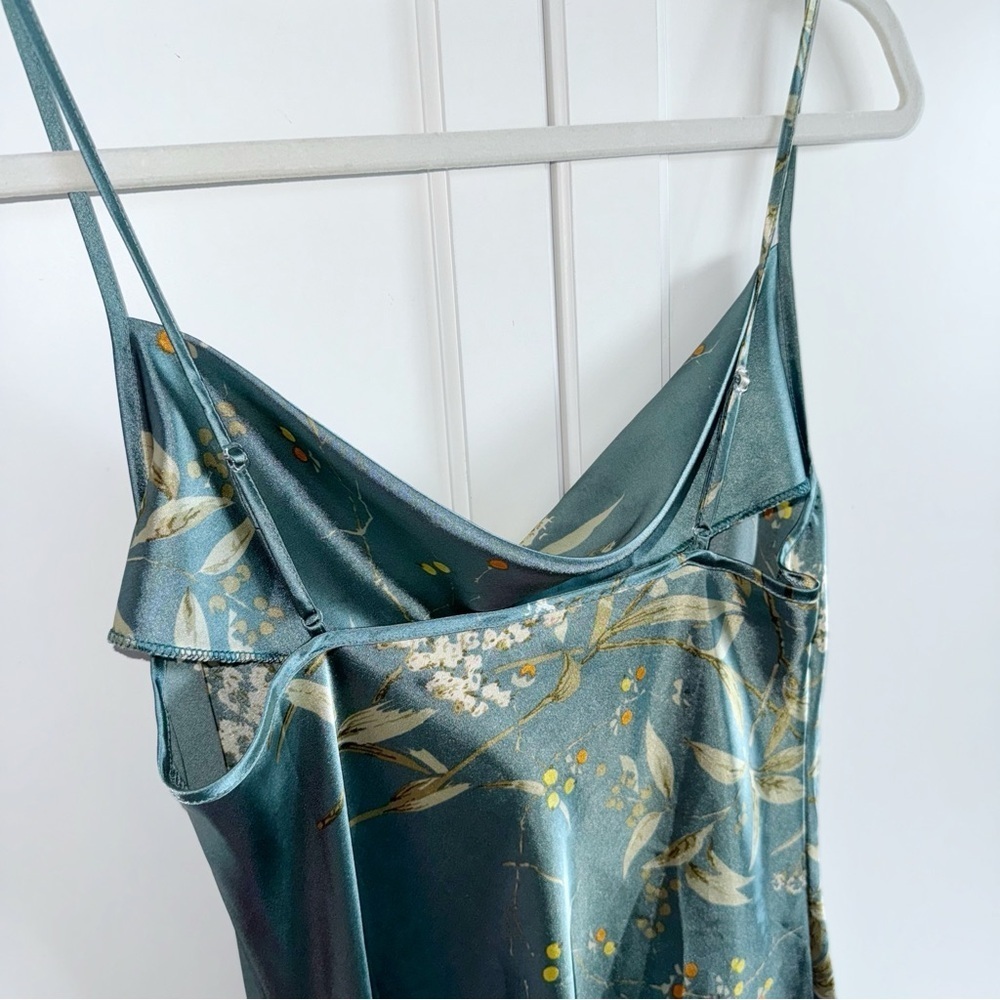 Floral Print Satin Slip Dress Sleepwear Cowl Neck Sz Medium - Picture 9 of 11
